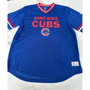 Chicago Cubs MLB True Fan Series Jersey Mens XL Blue V-Neck Mesh Shirt Baseball